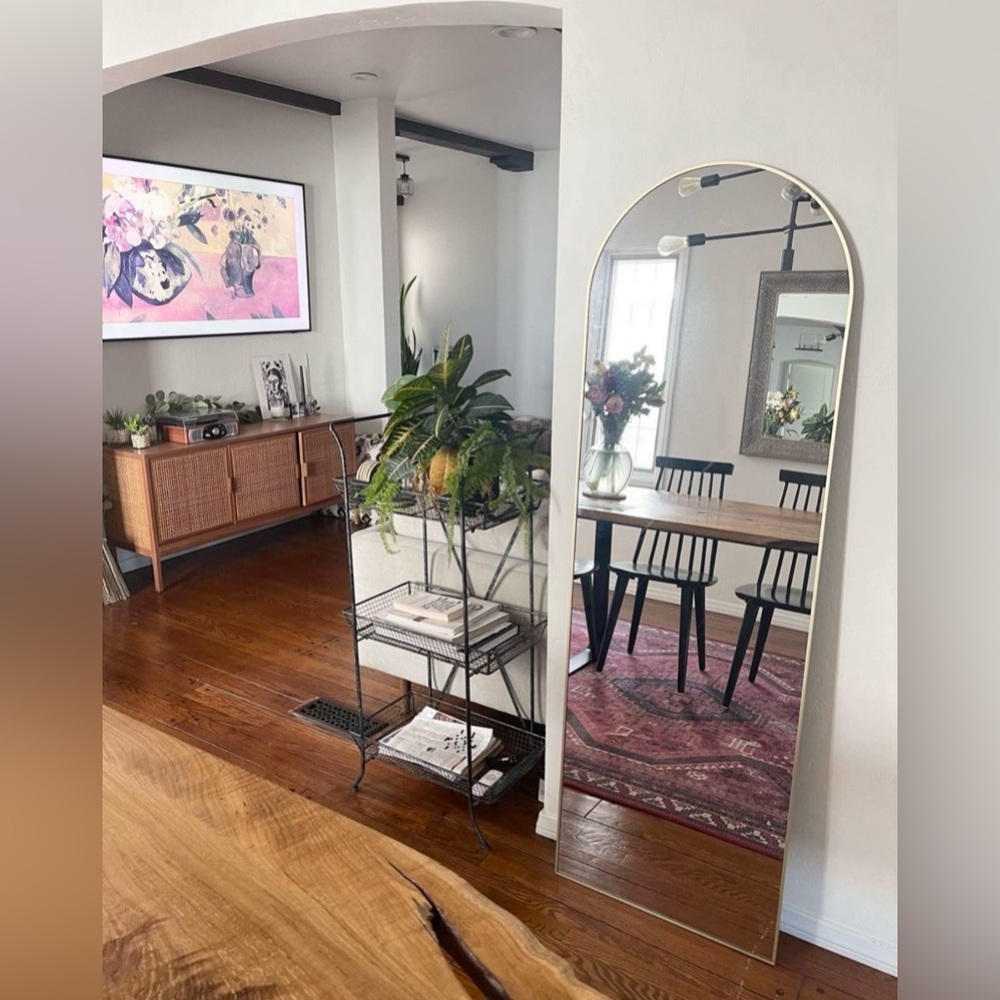 NEW West Elm Full Length Arched Gold Framed Boho Floor / Wall Mirror - 65" x 22" - Picture 7 of 12